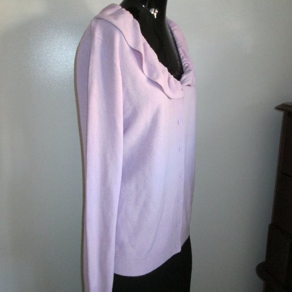Taylor Marcs soft lilac ruffle neck cardigan - Picture 3 of 7